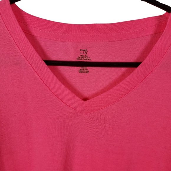 Hot Pink V-Neck Tee | Size L - Picture 8 of 8